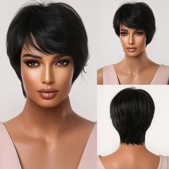 Dark Root Ombre Brown Blonde Short Hair Wigs