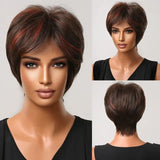 Dark Root Ombre Brown Blonde Short Hair Wigs