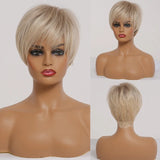 Dark Root Ombre Brown Blonde Short Hair Wigs