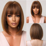 Dark Root Ombre Brown Blonde Short Hair Wigs