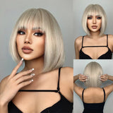 Dark Root Ombre Brown Blonde Short Hair Wigs