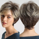 Dark Root Ombre Brown Blonde Short Hair Wigs