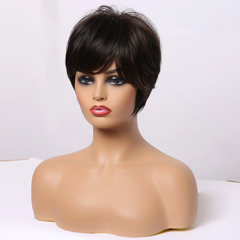 Ombre Brown Synthetic Hair Short Pixie Wig