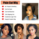 Black Women Lace Straight Bob Pixie Cut Wig