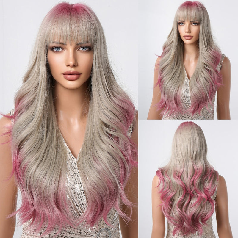 Long Grey Blonde Synthetic Wig