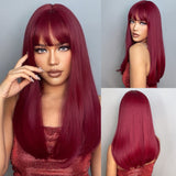 Light Wine Red Synthetic Wigs