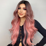 Long Wavy Pink Wig