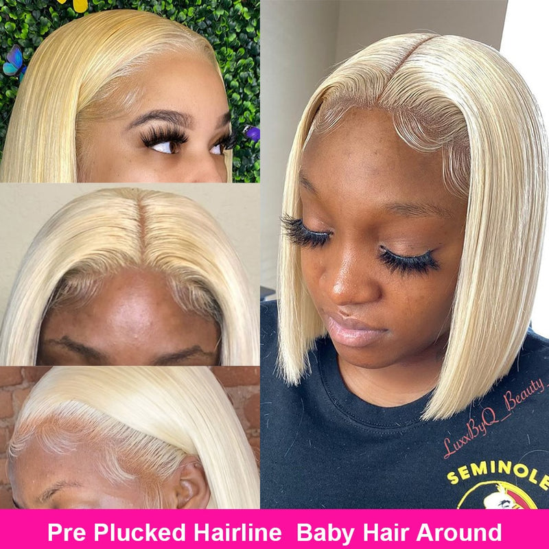 Glueless Blonde Straight Bob Wig