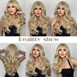 Natural Blonde Long Wavy Synthetic Wigs