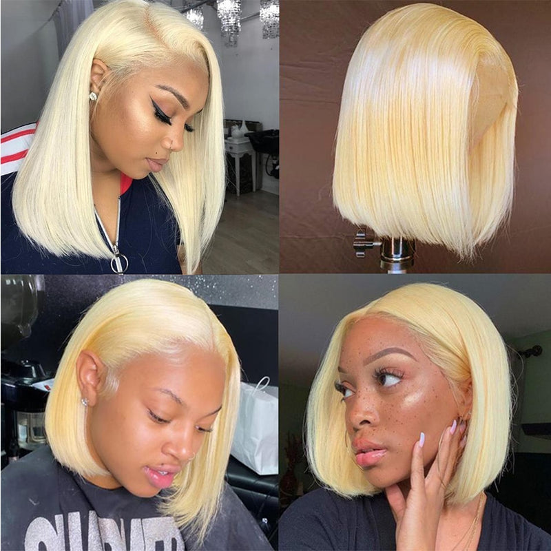 Glueless Blonde Straight Bob Wig