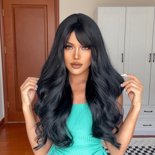 Long Black Wavy Synthetic Wigs