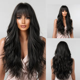 Natural Synthetic Hair Brown Wavy Wigs