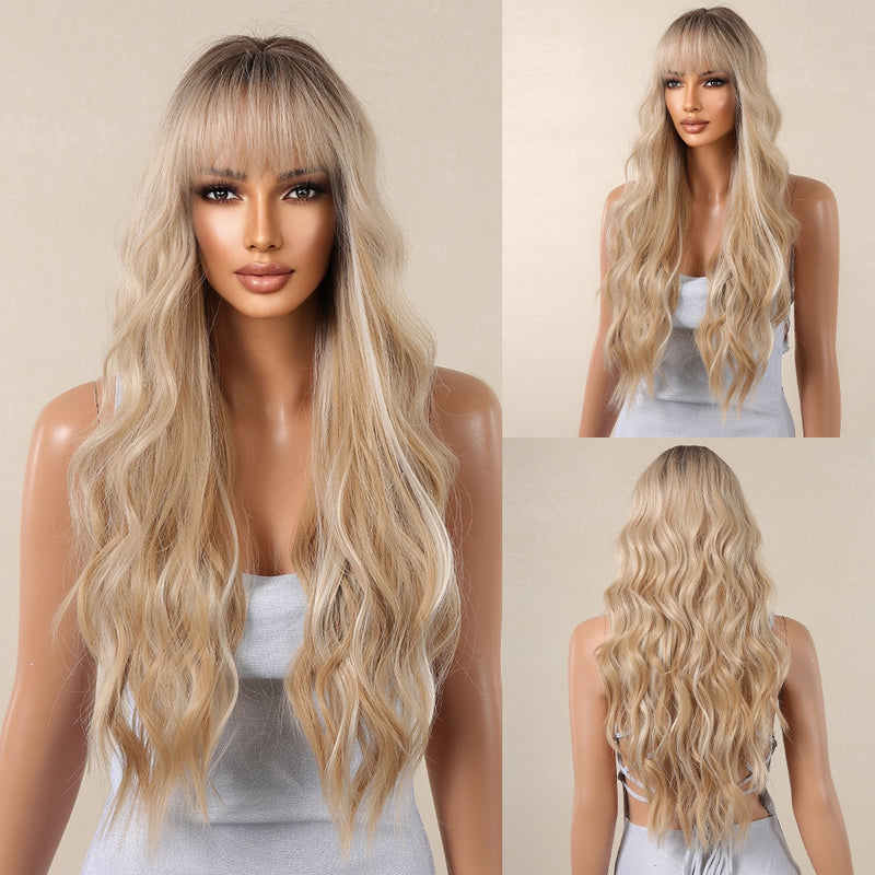 Long Grey Blonde Synthetic Wig