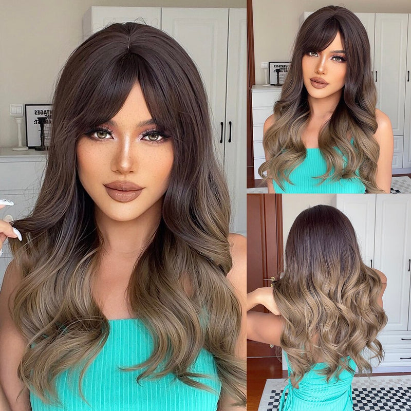 Natural Blonde Long Wavy Synthetic Wigs