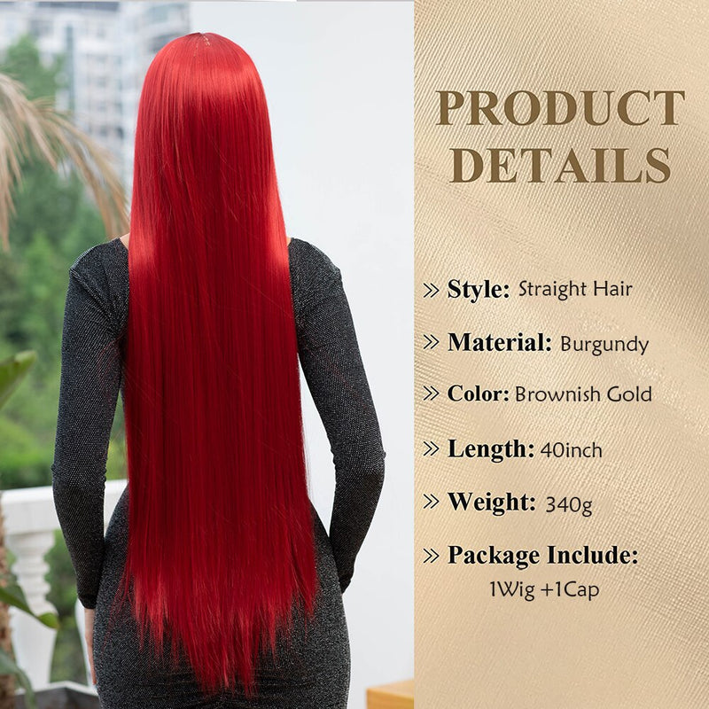 Synthetic Button Net Red Long Hair