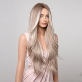 Honey Gery Blonde Highlight Synthetic Wigs