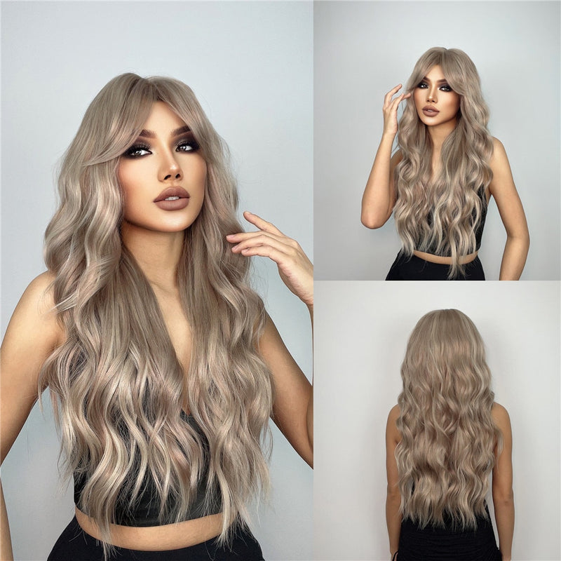 Long Grey Blonde Synthetic Wig