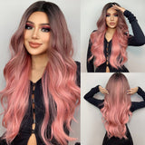 Long Wavy Pink Wig