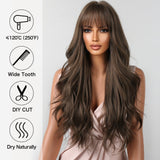 Natural Synthetic Hair Brown Wavy Wigs