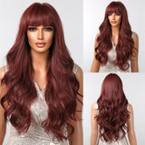 Natural Synthetic Hair Brown Wavy Wigs