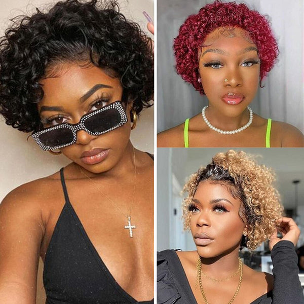 Pixie Cut Short Curly Lace Front Wigs