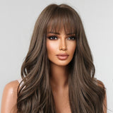 Natural Synthetic Hair Brown Wavy Wigs