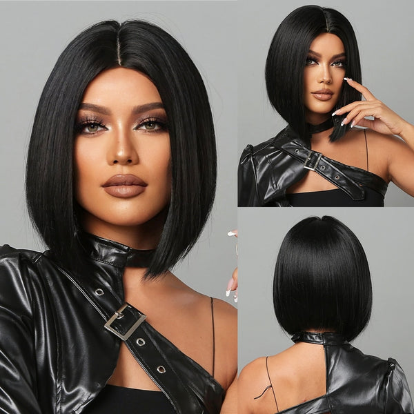 Black Women Short Black Bob Wig