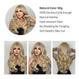 Natural Blonde Long Wavy Synthetic Wigs