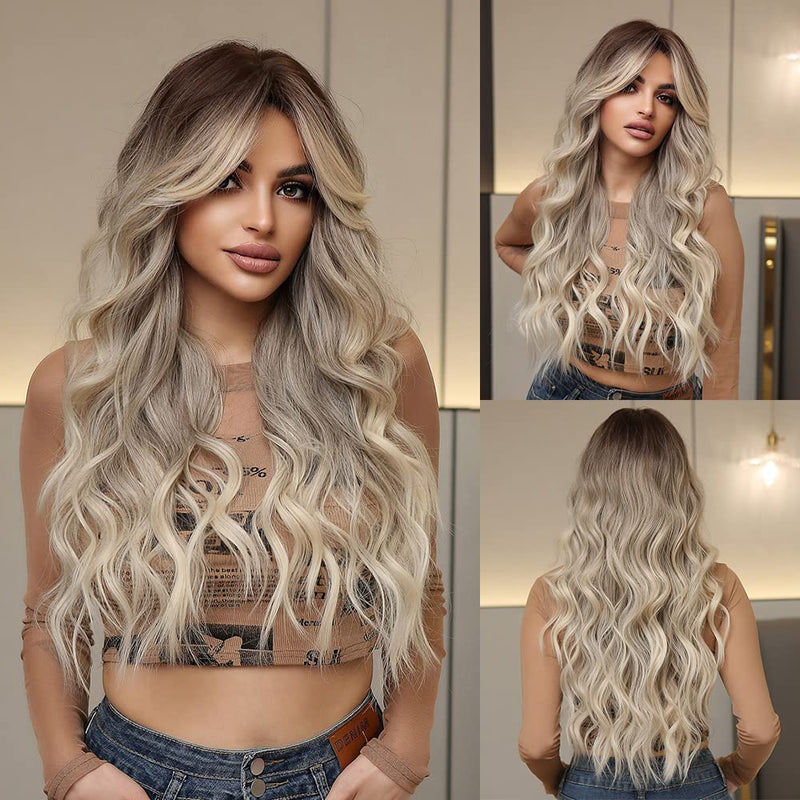 Long Grey Blonde Synthetic Wig