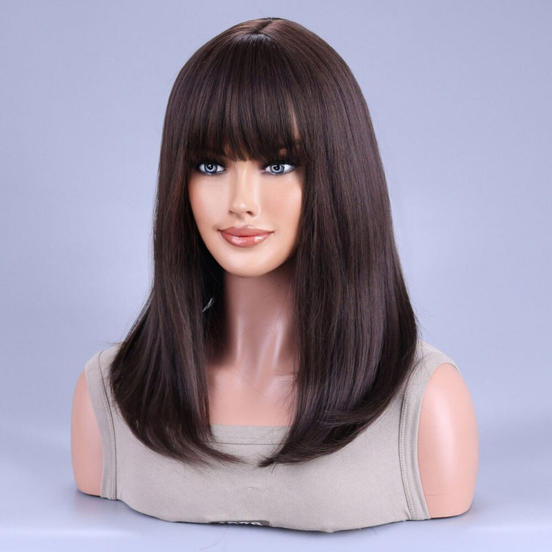 Black Brown Synthetic Wig