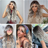 Long Grey Blonde Synthetic Wig