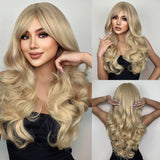 Natural Blonde Long Wavy Synthetic Wigs