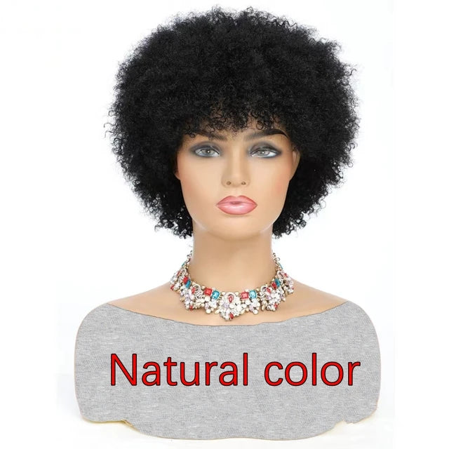 Short Afro Human Hair Kinky Curly Wig